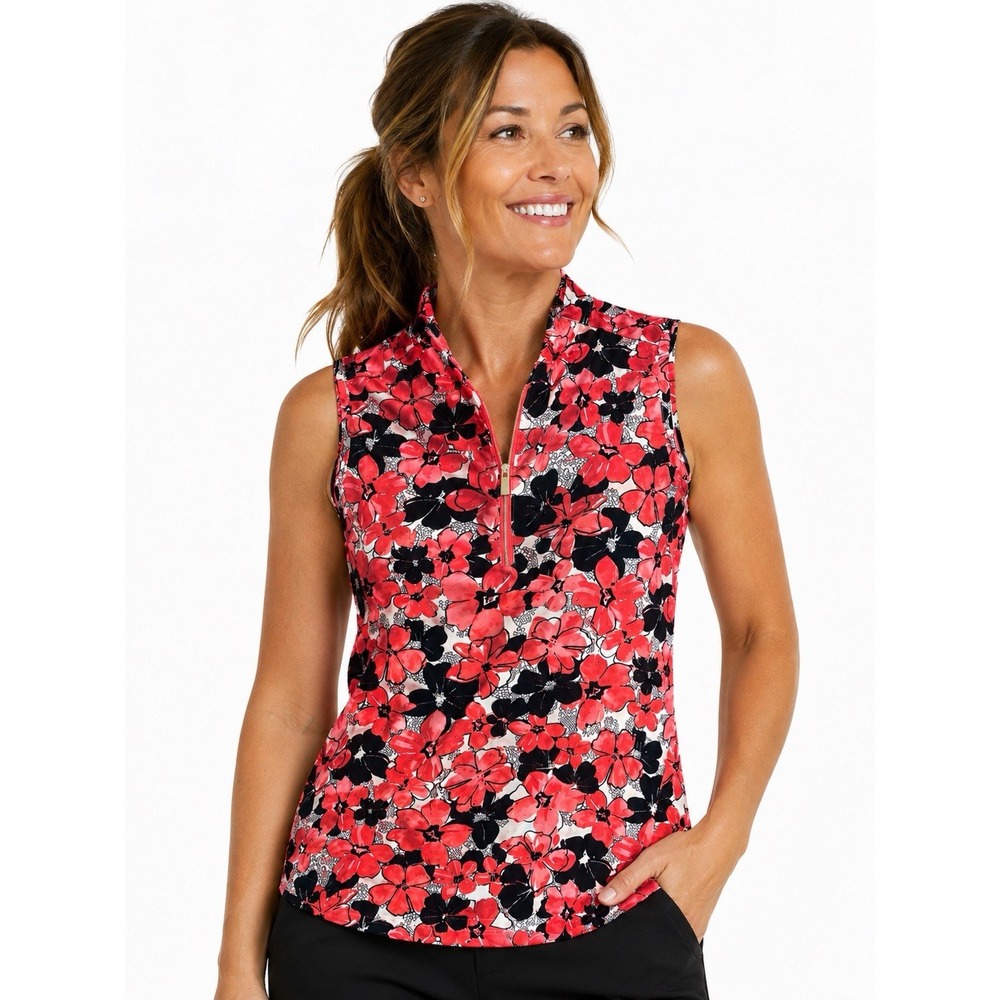 Tail Golf Women's Sleeveless 1/4 Zip Floral Pink Size Small